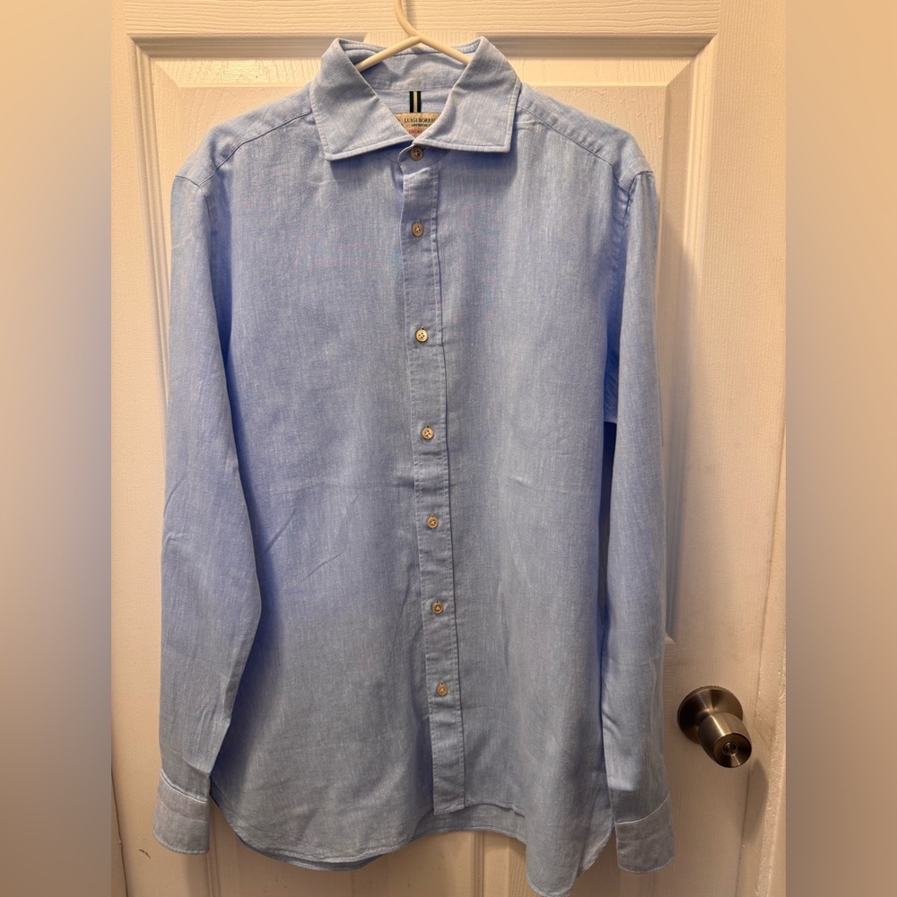 Luigi Borrelli Light Blue Men's size 16/41 (L) Dress Shirt Italy
